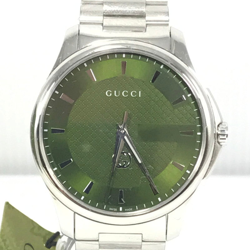【中古品】【メンズ】 GUCCI グッチ QUARTZ WATCH GREEN クォーツウォッチ グリーン YA126369 腕時計 電池式 Gタイムレス 183-260819-su-05-tagh カラー：グリーン 万代Net店