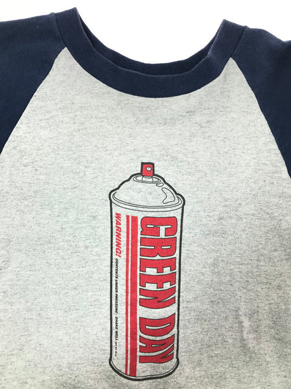 【中古品】【メンズ】 GREENDAY グリーンデイ 00S WARNING! RAGLAN T-SHIRT GRAY 2000年 七分袖 ラグラン プリント カットソー 146-260830-su-04-tagh サイズ：L カラー：グレー 万代Net店