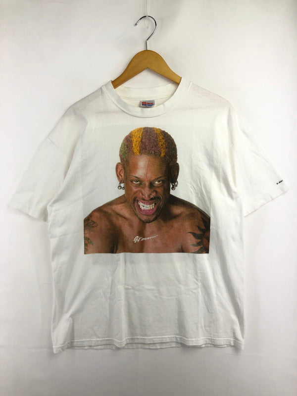 【中古品】【メンズ】 HANES ヘインズ DENNIS RODMAN GET DUNLOP T-SHIRT デニス ロッドマン ショートスリーブ Tシャツ トップス 146-260823-rt-04-tagh サイズ：L カラー：ホワイト 万代Net店