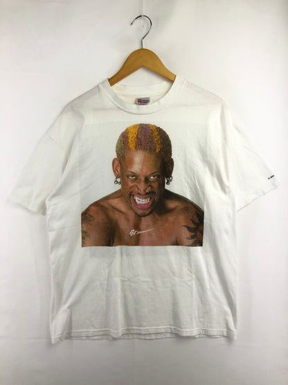 【中古品】【メンズ】 HANES ヘインズ DENNIS RODMAN GET DUNLOP T-SHIRT デニス ロッドマン ショートスリーブ Tシャツ トップス 146-260823-rt-04-tagh サイズ：L カラー：ホワイト 万代Net店