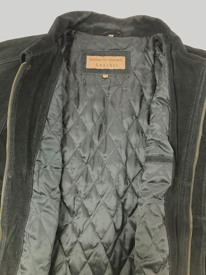 【中古品】【メンズ】 SANTA FE OUTBACK サンタ フェ オートバック SUEDE LEATHER JACKET BLACK スエード レザー ジャケット アウター 146-260827-rt-11-tagh サイズ：L カラー：ブラック 万代Net店