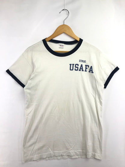 【現状渡し品】【メンズ】 CHAMPION チャンピオン 80's STRUG USAFA RINGER T-SHIRT USA製 トリコタグ リンガー Tシャツ トップス ヴィンテージ 146-260825-rt-13-tagh サイズ：M カラー：ホワイト 万代Net店