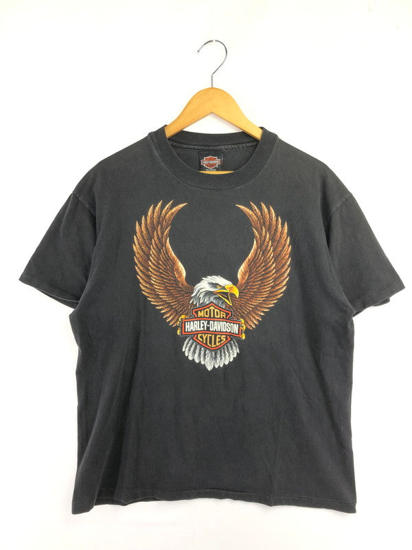 【中古品】【メンズ】 HARLEY-DAVIDSON ハレー ダビッドソン 90's EAGLE BAR SHIELD LOGO T-SHIRT USA製 イーグル バー シールド ロゴ Tシャツ 146-260823-rt-01-tagh サイズ：L カラー：ブラック 万代Net店