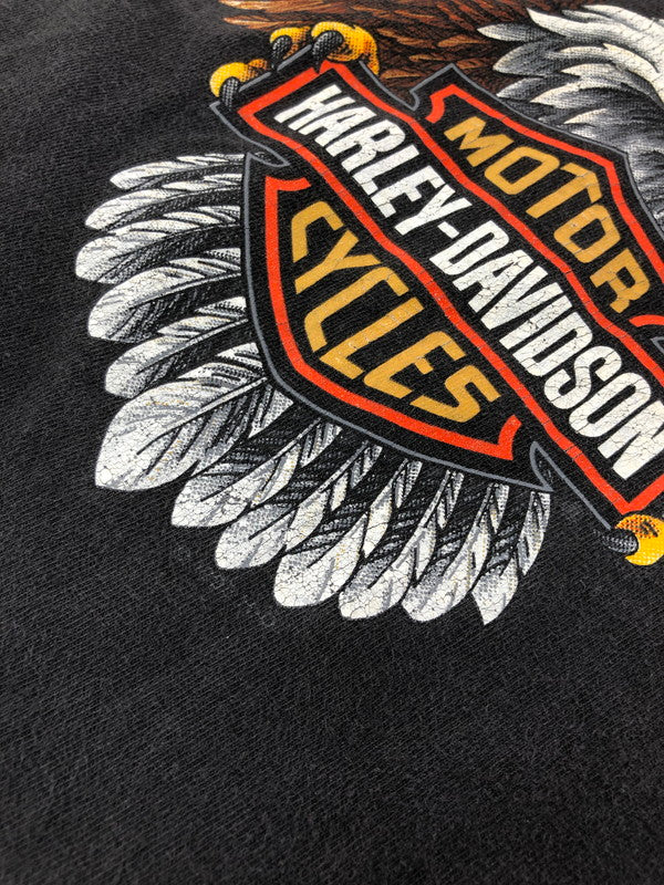 【中古品】【メンズ】 HARLEY-DAVIDSON ハレー ダビッドソン 90's EAGLE BAR SHIELD LOGO T-SHIRT USA製 イーグル バー シールド ロゴ Tシャツ 146-260823-rt-01-tagh サイズ：L カラー：ブラック 万代Net店