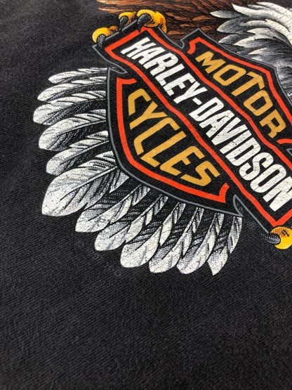 【中古品】【メンズ】 HARLEY-DAVIDSON ハレー ダビッドソン 90's EAGLE BAR SHIELD LOGO T-SHIRT USA製 イーグル バー シールド ロゴ Tシャツ 146-260823-rt-01-tagh サイズ：L カラー：ブラック 万代Net店