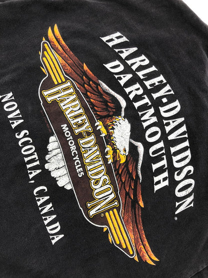 【中古品】【メンズ】 HARLEY-DAVIDSON ハレー ダビッドソン 90's EAGLE BAR SHIELD LOGO T-SHIRT USA製 イーグル バー シールド ロゴ Tシャツ 146-260823-rt-01-tagh サイズ：L カラー：ブラック 万代Net店