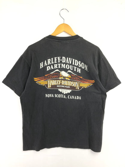 【中古品】【メンズ】 HARLEY-DAVIDSON ハレー ダビッドソン 90's EAGLE BAR SHIELD LOGO T-SHIRT USA製 イーグル バー シールド ロゴ Tシャツ 146-260823-rt-01-tagh サイズ：L カラー：ブラック 万代Net店
