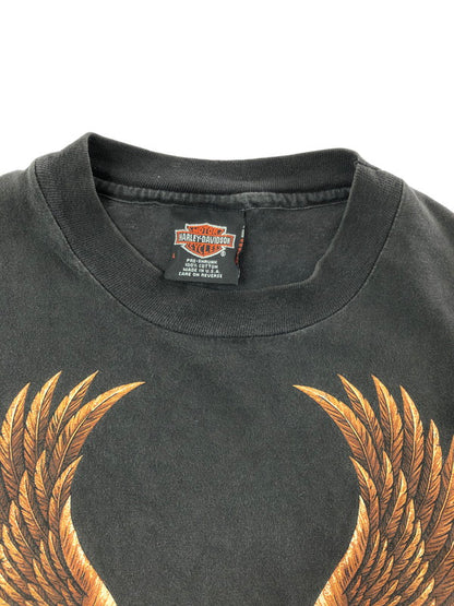 【中古品】【メンズ】 HARLEY-DAVIDSON ハレー ダビッドソン 90's EAGLE BAR SHIELD LOGO T-SHIRT USA製 イーグル バー シールド ロゴ Tシャツ 146-260823-rt-01-tagh サイズ：L カラー：ブラック 万代Net店