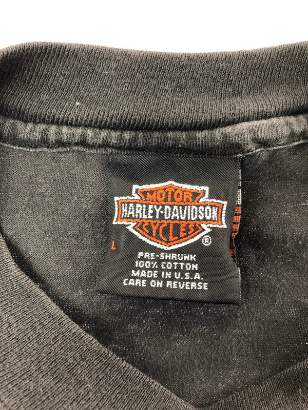 【中古品】【メンズ】 HARLEY-DAVIDSON ハレー ダビッドソン 90's EAGLE BAR SHIELD LOGO T-SHIRT USA製 イーグル バー シールド ロゴ Tシャツ 146-260823-rt-01-tagh サイズ：L カラー：ブラック 万代Net店