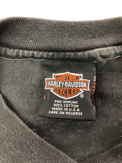 【中古品】【メンズ】 HARLEY-DAVIDSON ハレー ダビッドソン 90's EAGLE BAR SHIELD LOGO T-SHIRT USA製 イーグル バー シールド ロゴ Tシャツ 146-260823-rt-01-tagh サイズ：L カラー：ブラック 万代Net店