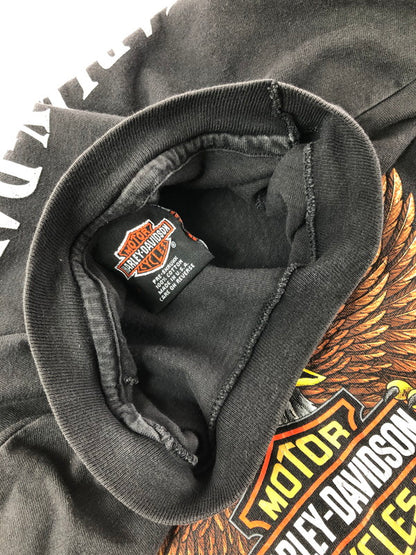 【中古品】【メンズ】 HARLEY-DAVIDSON ハレー ダビッドソン 90's EAGLE BAR SHIELD LOGO T-SHIRT USA製 イーグル バー シールド ロゴ Tシャツ 146-260823-rt-01-tagh サイズ：L カラー：ブラック 万代Net店