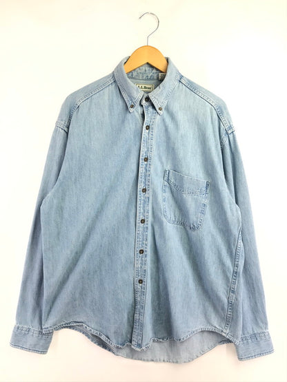 【中古品】【メンズ】 L.L.BEAN エルエルビーン 90's L/S DENIM SHIRT カナダ製 90年代 ロングスリーブ デニム シャツ 長袖シャツ トップス 146-260917-rt-33-tagh サイズ：L カラー：ライトインディゴ 万代Net店