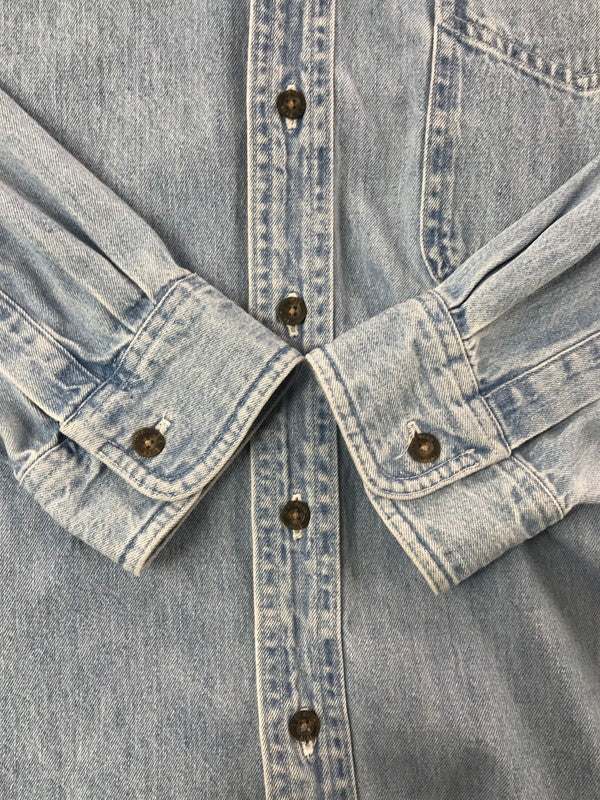【中古品】【メンズ】 L.L.BEAN エルエルビーン 90's L/S DENIM SHIRT カナダ製 90年代 ロングスリーブ デニム シャツ 長袖シャツ トップス 146-260917-rt-33-tagh サイズ：L カラー：ライトインディゴ 万代Net店