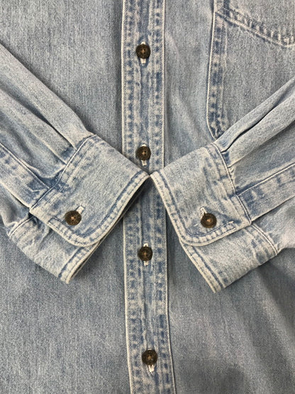 【中古品】【メンズ】 L.L.BEAN エルエルビーン 90's L/S DENIM SHIRT カナダ製 90年代 ロングスリーブ デニム シャツ 長袖シャツ トップス 146-260917-rt-33-tagh サイズ：L カラー：ライトインディゴ 万代Net店