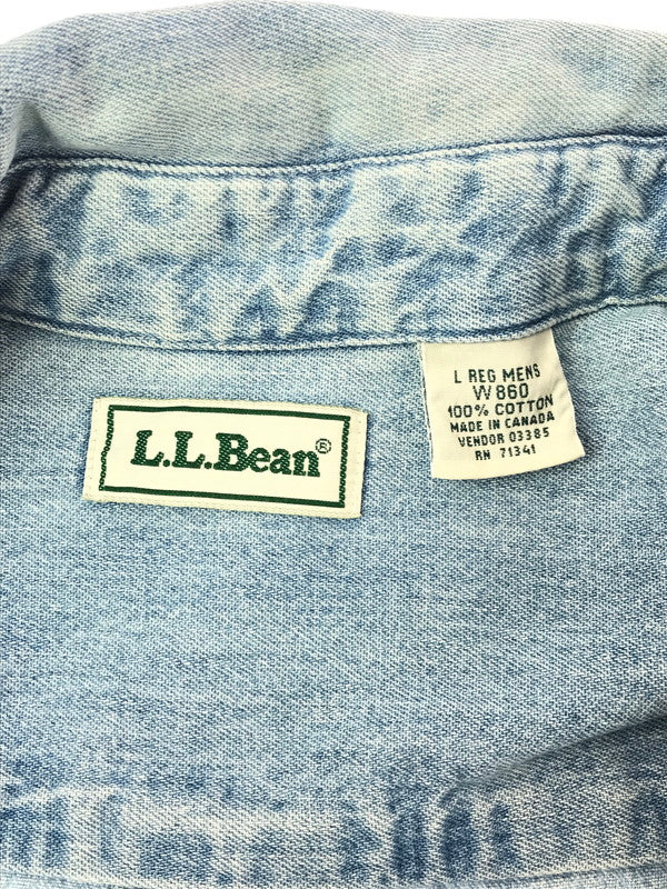 【中古品】【メンズ】 L.L.BEAN エルエルビーン 90's L/S DENIM SHIRT カナダ製 90年代 ロングスリーブ デニム シャツ 長袖シャツ トップス 146-260917-rt-33-tagh サイズ：L カラー：ライトインディゴ 万代Net店