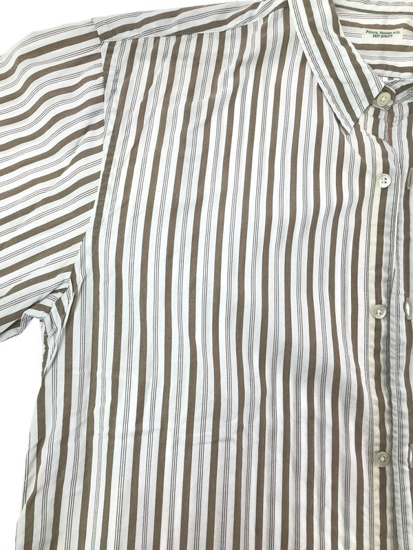 【中古品】【メンズ】 PHIGVEL MAKERS&CO フィグベル STRIPE L/S SHIRT PMAG-LS01 ストライプ ロングスリーブ シャツ 長袖シャツ トップス 140-260829-rt-03-tagh サイズ：4 カラー：ホワイト/ブラウン 万代Net店