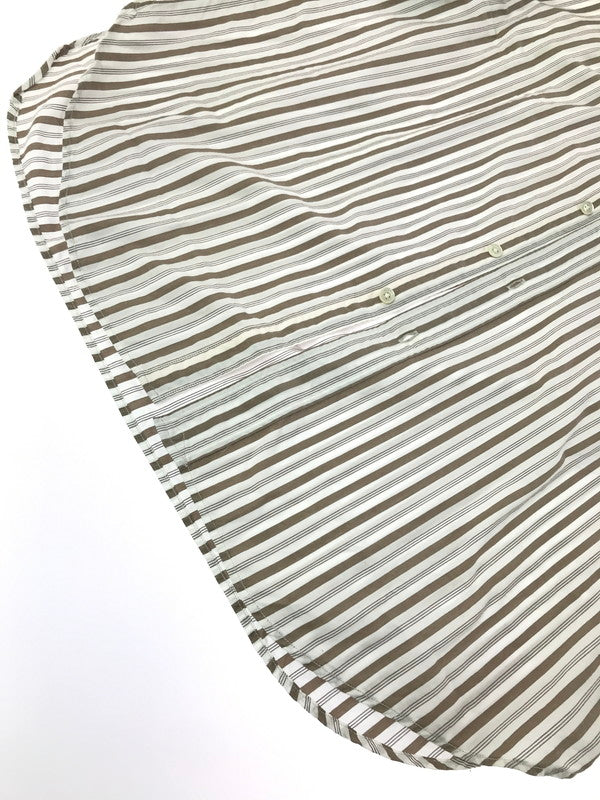 【中古品】【メンズ】 PHIGVEL MAKERS&CO フィグベル STRIPE L/S SHIRT PMAG-LS01 ストライプ ロングスリーブ シャツ 長袖シャツ トップス 140-260829-rt-03-tagh サイズ：4 カラー：ホワイト/ブラウン 万代Net店