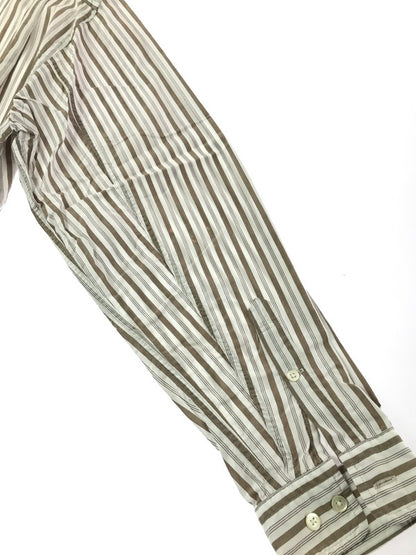 【中古品】【メンズ】 PHIGVEL MAKERS&CO フィグベル STRIPE L/S SHIRT PMAG-LS01 ストライプ ロングスリーブ シャツ 長袖シャツ トップス 140-260829-rt-03-tagh サイズ：4 カラー：ホワイト/ブラウン 万代Net店