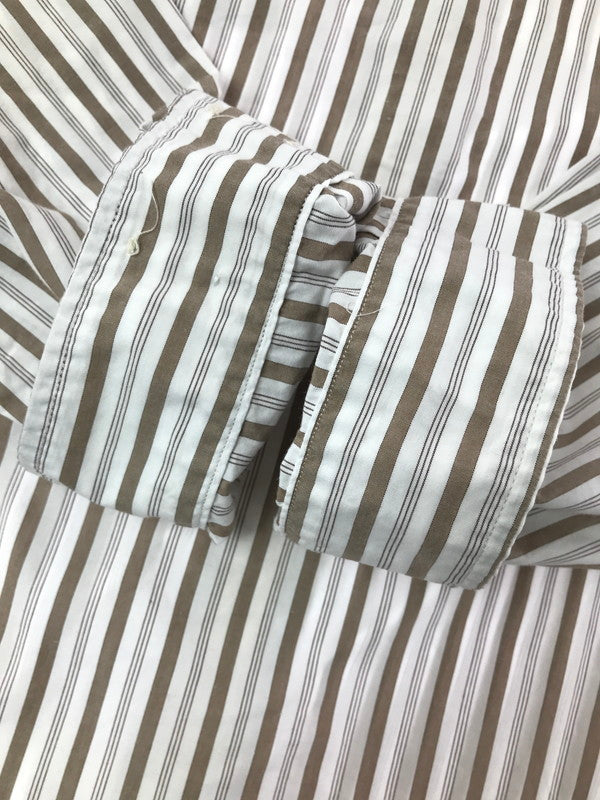 【中古品】【メンズ】 PHIGVEL MAKERS&CO フィグベル STRIPE L/S SHIRT PMAG-LS01 ストライプ ロングスリーブ シャツ 長袖シャツ トップス 140-260829-rt-03-tagh サイズ：4 カラー：ホワイト/ブラウン 万代Net店