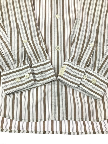 【中古品】【メンズ】 PHIGVEL MAKERS&CO フィグベル STRIPE L/S SHIRT PMAG-LS01 ストライプ ロングスリーブ シャツ 長袖シャツ トップス 140-260829-rt-03-tagh サイズ：4 カラー：ホワイト/ブラウン 万代Net店