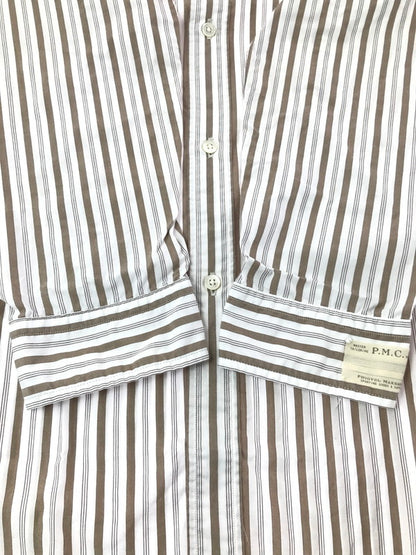 【中古品】【メンズ】 PHIGVEL MAKERS&CO フィグベル STRIPE L/S SHIRT PMAG-LS01 ストライプ ロングスリーブ シャツ 長袖シャツ トップス 140-260829-rt-03-tagh サイズ：4 カラー：ホワイト/ブラウン 万代Net店