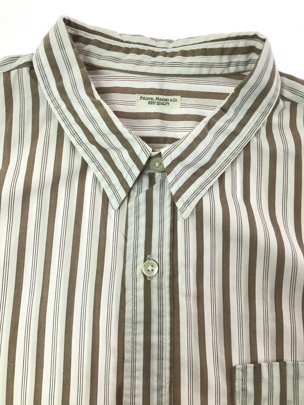 【中古品】【メンズ】 PHIGVEL MAKERS&CO フィグベル STRIPE L/S SHIRT PMAG-LS01 ストライプ ロングスリーブ シャツ 長袖シャツ トップス 140-260829-rt-03-tagh サイズ：4 カラー：ホワイト/ブラウン 万代Net店