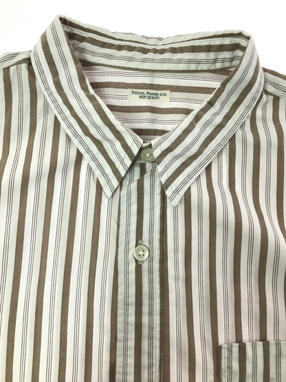 【中古品】【メンズ】 PHIGVEL MAKERS&CO フィグベル STRIPE L/S SHIRT PMAG-LS01 ストライプ ロングスリーブ シャツ 長袖シャツ トップス 140-260829-rt-03-tagh サイズ：4 カラー：ホワイト/ブラウン 万代Net店