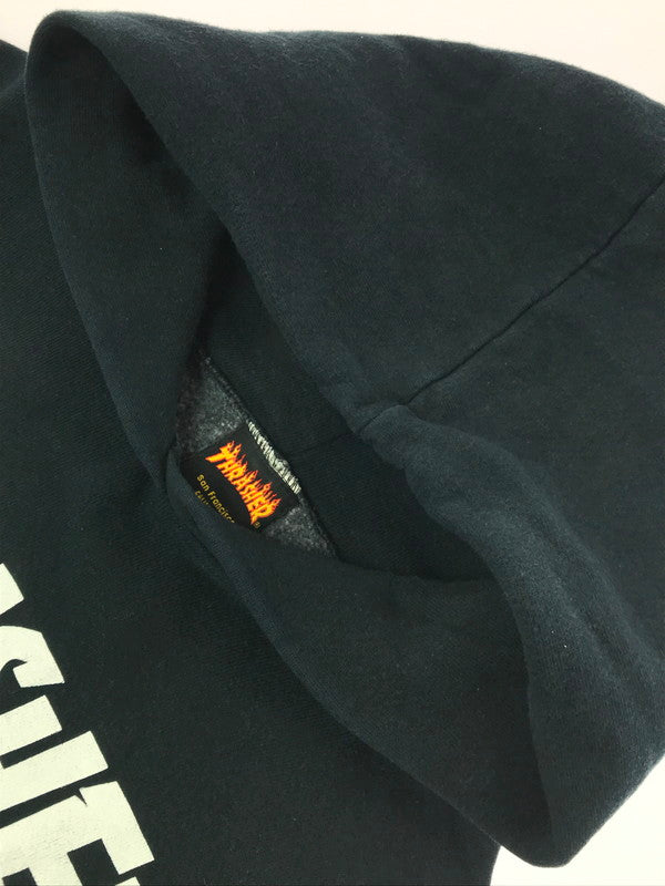 【中古品】【メンズ】 OLD THRASHER オールド スラッシャー 90's～00's LOGO HOODIE メキシコ製 フレイムロゴタグ ロゴ フーディー トップス パーカー 142-260825-rt-18-tagh サイズ：L カラー：ネイビー 万代Net店