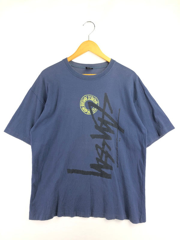【中古品】【メンズ】 OLD STUSSY オールドステューシー 80's～90's STOCK LOGO T-SHIRT 黒タグ FRESH GEAR表記 オーストラリア製 ストック ロゴ Tシャツ トップス 142-260823-rt-07-tagh サイズ：L カラー：ネイビー 万代Net店