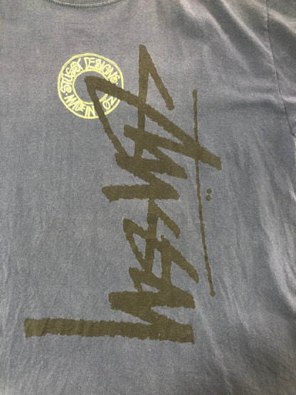 【中古品】【メンズ】 OLD STUSSY オールドステューシー 80's～90's STOCK LOGO T-SHIRT 黒タグ FRESH GEAR表記 オーストラリア製 ストック ロゴ Tシャツ トップス 142-260823-rt-07-tagh サイズ：L カラー：ネイビー 万代Net店