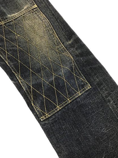 【現状渡し品】【メンズ】 TROPHY CLOTHING トロフィー クロージング W KNEE STANDARD DIRT DENIM PANTS 1605 ダブルニー スタンダード デニム パンツ 156-260829-rt-44-tagh サイズ：32 カラー：インディゴ 万代Net店
