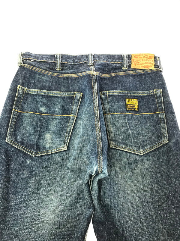 【現状渡し品】【メンズ】 TROPHY CLOTHING トロフィー クロージング W KNEE STANDARD DIRT DENIM PANTS 1605 ダブルニー スタンダード デニム パンツ 156-260829-rt-44-tagh サイズ：32 カラー：インディゴ 万代Net店