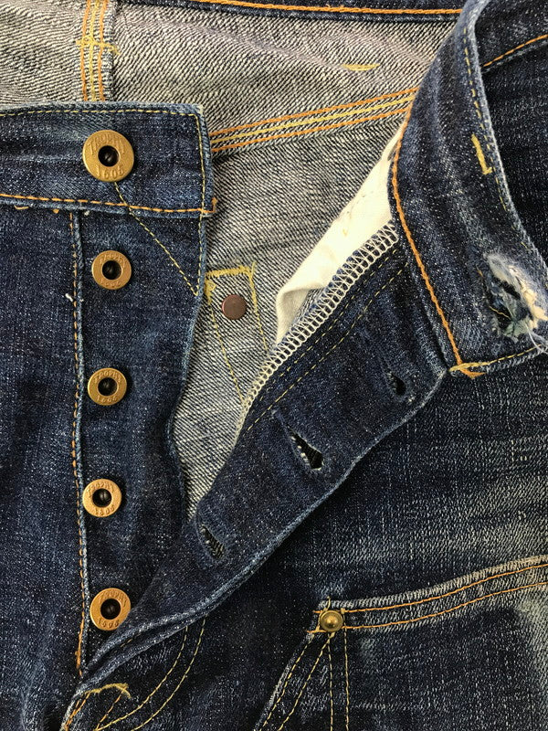 【現状渡し品】【メンズ】 TROPHY CLOTHING トロフィー クロージング W KNEE STANDARD DIRT DENIM PANTS 1605 ダブルニー スタンダード デニム パンツ 156-260829-rt-44-tagh サイズ：32 カラー：インディゴ 万代Net店