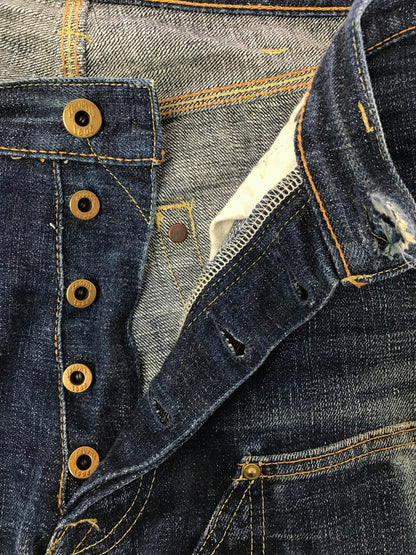 【現状渡し品】【メンズ】 TROPHY CLOTHING トロフィー クロージング W KNEE STANDARD DIRT DENIM PANTS 1605 ダブルニー スタンダード デニム パンツ 156-260829-rt-44-tagh サイズ：32 カラー：インディゴ 万代Net店