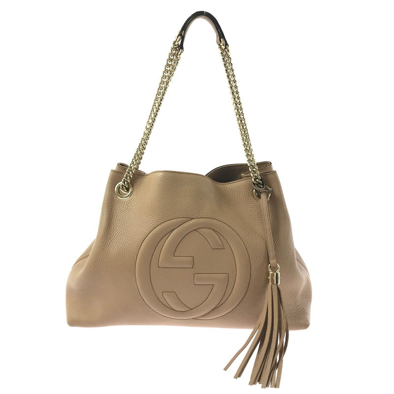 【中古品】【レディース】 GUCCI SOHO INTERLOCKING G 308982 ソーホー インターロッキング G チェーンショルダバッグ レザー カバン 180-260827-ki-04-tagh カラー：ベージュ 万代Net店