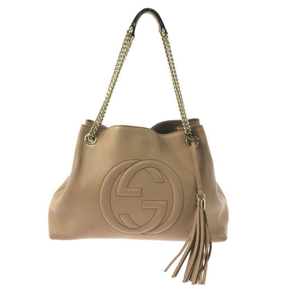 【中古品】【レディース】 GUCCI SOHO INTERLOCKING G 308982 ソーホー インターロッキング G チェーンショルダバッグ レザー カバン 180-260827-ki-04-tagh カラー：ベージュ 万代Net店