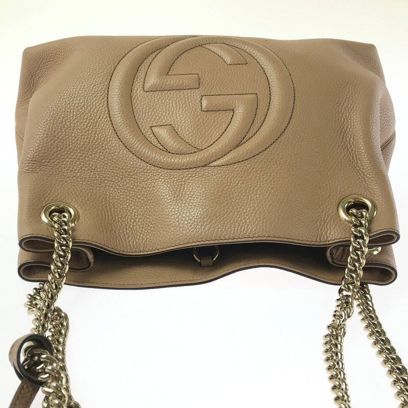 【中古品】【レディース】 GUCCI SOHO INTERLOCKING G 308982 ソーホー インターロッキング G チェーンショルダバッグ レザー カバン 180-260827-ki-04-tagh カラー：ベージュ 万代Net店