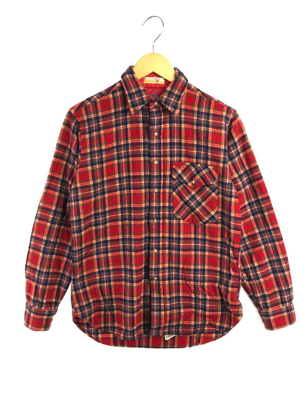 【現状渡し品】【メンズ】 PENDLETON ペンドルトン 70's LOBO ELBOW PATCH WOOL CHECK SHIRT エルボー パッチ ウール チェック シャツ 長袖シャツ ヴィンテージ 146-260825-rt-03-tagh サイズ：M カラー：レッド 万代Net店