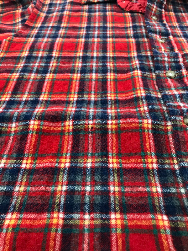 【現状渡し品】【メンズ】 PENDLETON ペンドルトン 70's LOBO ELBOW PATCH WOOL CHECK SHIRT エルボー パッチ ウール チェック シャツ 長袖シャツ ヴィンテージ 146-260825-rt-03-tagh サイズ：M カラー：レッド 万代Net店