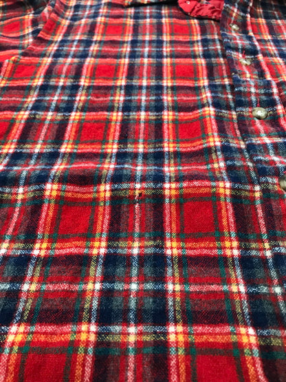 【現状渡し品】【メンズ】 PENDLETON ペンドルトン 70's LOBO ELBOW PATCH WOOL CHECK SHIRT エルボー パッチ ウール チェック シャツ 長袖シャツ ヴィンテージ 146-260825-rt-03-tagh サイズ：M カラー：レッド 万代Net店