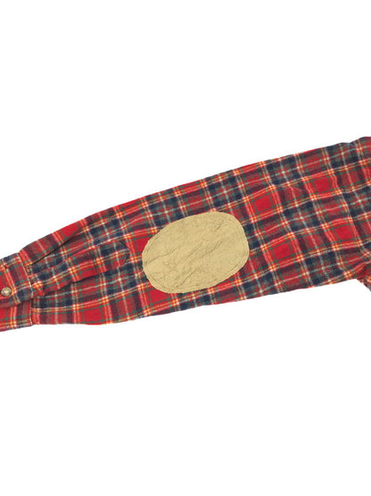 【現状渡し品】【メンズ】 PENDLETON ペンドルトン 70's LOBO ELBOW PATCH WOOL CHECK SHIRT エルボー パッチ ウール チェック シャツ 長袖シャツ ヴィンテージ 146-260825-rt-03-tagh サイズ：M カラー：レッド 万代Net店