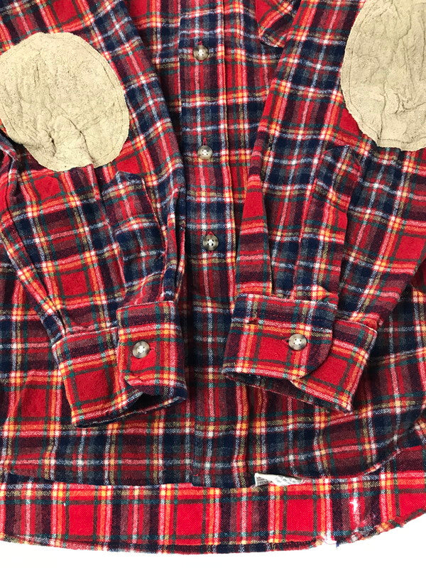 【現状渡し品】【メンズ】 PENDLETON ペンドルトン 70's LOBO ELBOW PATCH WOOL CHECK SHIRT エルボー パッチ ウール チェック シャツ 長袖シャツ ヴィンテージ 146-260825-rt-03-tagh サイズ：M カラー：レッド 万代Net店