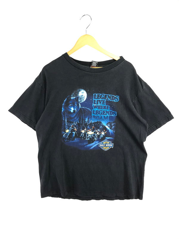 【中古品】【メンズ】 HARLEY-DAVIDSON ハーレー ダビッドソン 90's BIKE&WOLF PRINT S/S TEE 90年代 バイク＆ウルフ プリント Tシャツ トップス 146-260825-rt-01-tagh サイズ：XL カラー：ブラック 万代Net店