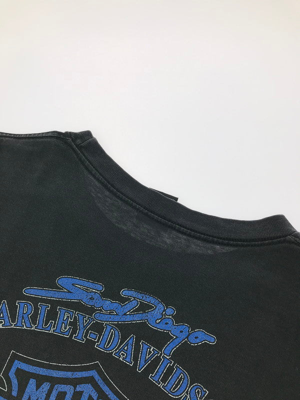 【中古品】【メンズ】 HARLEY-DAVIDSON ハーレー ダビッドソン 90's BIKE&WOLF PRINT S/S TEE 90年代 バイク＆ウルフ プリント Tシャツ トップス 146-260825-rt-01-tagh サイズ：XL カラー：ブラック 万代Net店