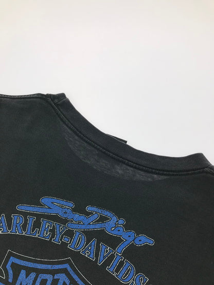 【中古品】【メンズ】 HARLEY-DAVIDSON ハーレー ダビッドソン 90's BIKE&WOLF PRINT S/S TEE 90年代 バイク＆ウルフ プリント Tシャツ トップス 146-260825-rt-01-tagh サイズ：XL カラー：ブラック 万代Net店