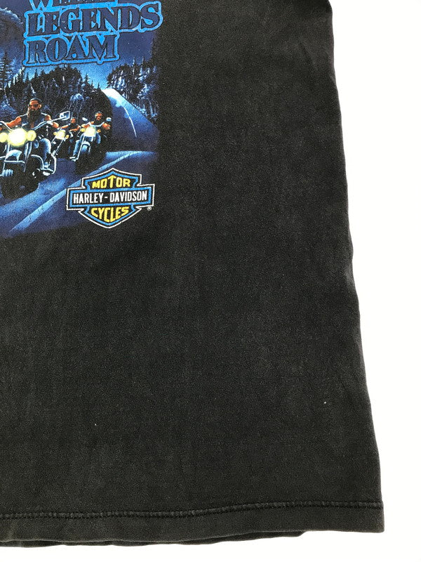 【中古品】【メンズ】 HARLEY-DAVIDSON ハーレー ダビッドソン 90's BIKE&WOLF PRINT S/S TEE 90年代 バイク＆ウルフ プリント Tシャツ トップス 146-260825-rt-01-tagh サイズ：XL カラー：ブラック 万代Net店