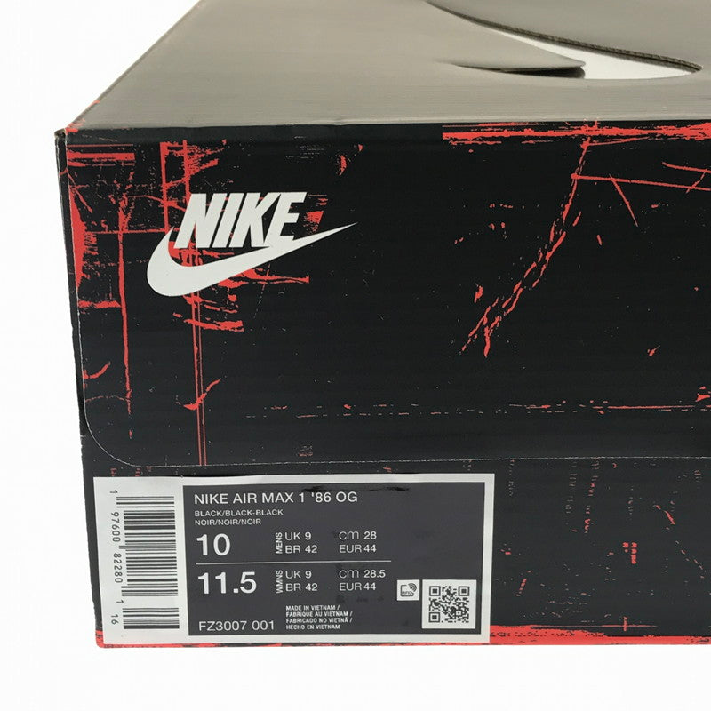 【中古美品】【メンズ】 NIKE ナイキ AIR MAX 1 '86 OG TRIPLE BLACK エア マックス 1 86 オージー スニーカー 靴 160-260830-rt-04-tagh サイズ：28cm US10 カラー：ブラック 万代Net店