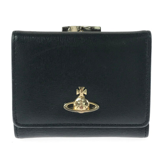 【中古品】【レディース】 VIVIENNE WESTWOOD ヴィヴィアンウエストウッド SMALL FRAME WALLET スモール フレーム ウォレット がま口 3つ折り財布 181-260908-na-15-tagh カラー：ブラック 万代Net店
