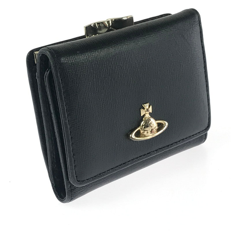 【中古品】【レディース】 VIVIENNE WESTWOOD ヴィヴィアンウエストウッド SMALL FRAME WALLET スモール フレーム ウォレット がま口 3つ折り財布 181-260908-na-15-tagh カラー：ブラック 万代Net店