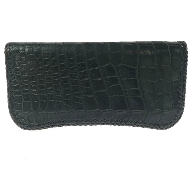 【現状渡し品】【メンズ】 SAAD サード LEATHER LONG WALLET クロコ型押し レザー ロングウォレット 長財布 200-260908-na-19-tagh カラー：ブラック 万代Net店